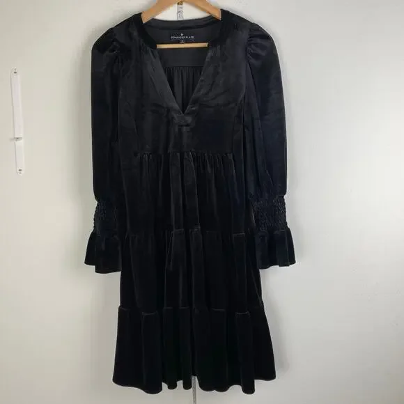 Tuckernuck Velvet Kenzo Dress Size S Black Preppy Holidays Party Pomander Place - Picture 7 of 14